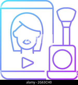 Make up tutorial videos gradient linear vector icon Stock Vector