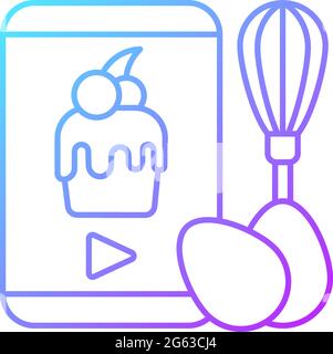 Cooking video gradient linear vector icon Stock Vector