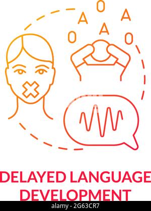 Delayed language development concept icon Stock Vector