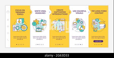 Buzzworthy content creation tips onboarding vector template Stock Vector