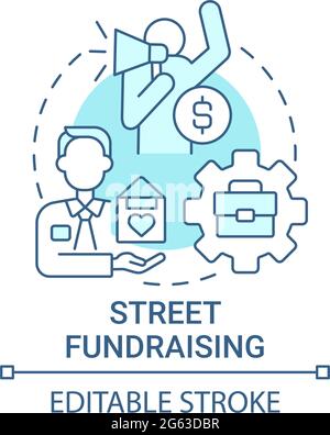 Street fundraising concept icon Stock Vector