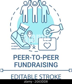 Peep-to-peer fundraising concept icon Stock Vector