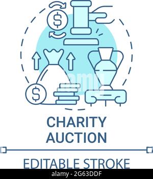Charity auction concept icon Stock Vector