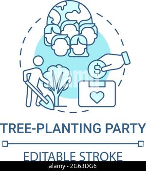 Tree-planting party fundraiser concept icon Stock Vector