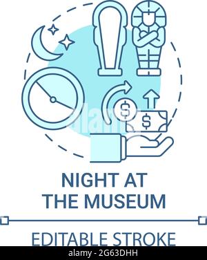 Night at museum fundraiser concept icon Stock Vector