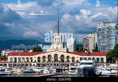 Sochi, Russia - June 1 , 2021: Marine station Port of Sochi, Krasnodar Krai, Russia .Seaport in Sochi. Russia Stock Photo