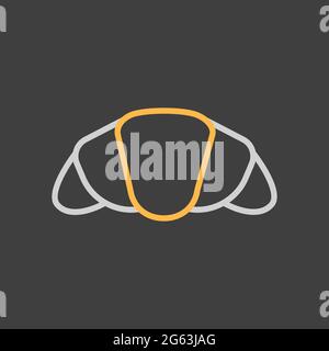 Croissant vector icon on dark background. Fast food sign. Graph symbol for cooking web site and apps design, logo, app, UI Stock Vector