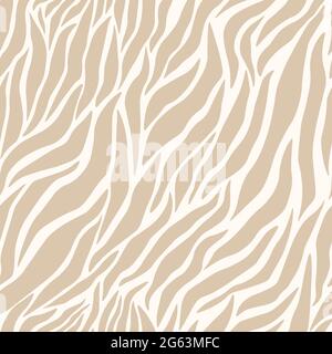 Zebra seamless pattern. Abstract Safari background in beige colors. Trendy vector illustration of tiger stripes print for textile, carpet, wrapping. Stock Vector