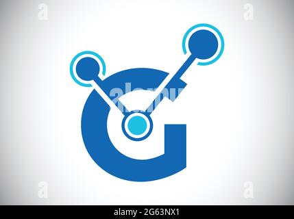 Initial letter G with technology logo sign symbol. Suitable for technology, Internet, and data related business Stock Vector