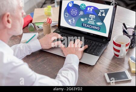 Teaching concept shown on a laptop screen Stock Photo