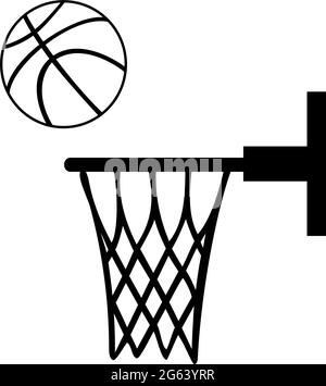 Silhouette basketball ball flies through the basket. Illustration graphics icon Stock Vector