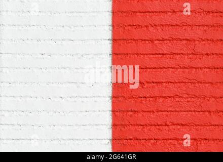 Background red and white stripe of paint on concrete. Stock Photo