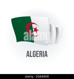 Vector flag of Algeria. Algerian waving flag. Vector illustration. Stock Vector