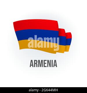 Vector flag of Armenia. Armenian waving flag. Vector illustration. Stock Vector