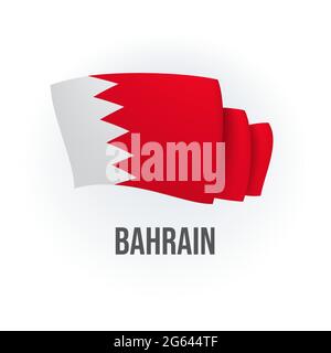 Vector flag of Bahrain. Bahraini waving flag. Vector illustration. Stock Vector