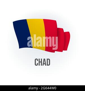 Vector flag of Chad. Chadian waving flag. Vector illustration. Stock Vector