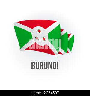 Vector flag of Burundi. Burundian waving flag. Vector illustration. Stock Vector