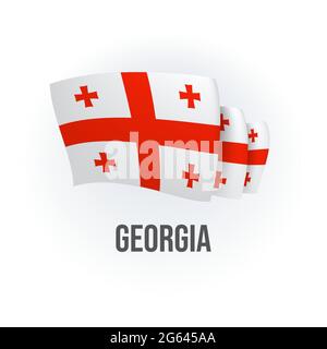 Vector flag of Georgia. Georgian waving flag. Vector illustration. Stock Vector