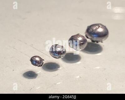rhodium metal balls, rhodium is more expencive than other other metals Stock Photo
