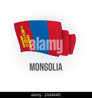 Vector flag of Mongolia. Mongol waving flag. Vector illustration. Stock Vector