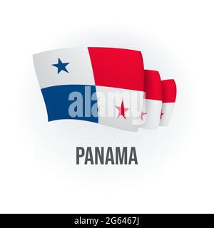 Vector flag of Panama. Panamanian waving flag. Vector illustration. Stock Vector