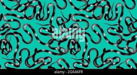 Seamless pattern with snakes. Cool print for dresses and clothes. Tropical snakes digital paper Stock Vector