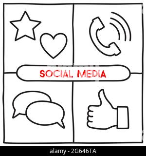 Doodle social media icons Stock Vector
