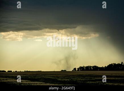 Prairie Storm Clouds in Saskatchewan Canada Rural Stock Photo