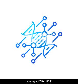 dna modification, biotechnology line icon on white Stock Vector