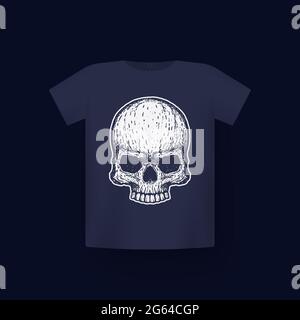 skull vector design, t-shirt print on mockup Stock Vector