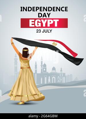 Happy Independence Day Egypt 23rd July A Boy And Girl Running With Egyptian Flag Vector Illustration Design Stock Vector Image Art Alamy