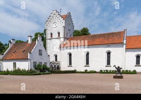 Hoor, Sweden - 19 June, 2021: view of the castle courtyard and church at the historic Bosjokloster nunnery in southern Sweden Stock Photo