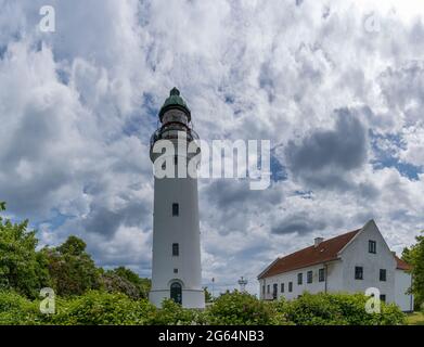 Stevns Klint, Denmark - 12 June, 2021: view of the Stevns Lighthouse on the east coast of Denmark on a beautiful summer day Stock Photo