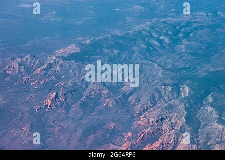 Aerial view flying over Grand Canyon National Park and Kaibab Plateau, Arizona, U.S.A Stock Photo