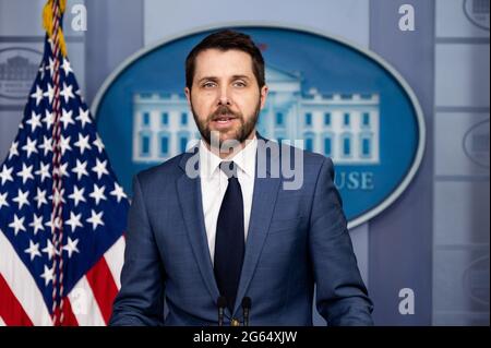 Washington, U.S. 02nd July, 2021. July 2, 2021 - Washington, DC, United States: Brian Deese, Director of the National Economic Council, speaking at a press briefing in the White House Press Briefing Room. (Photo by Michael Brochstein/Sipa USA) Credit: Sipa USA/Alamy Live News Stock Photo