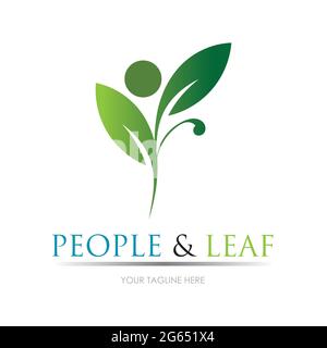 people leaf logo vector illustration design template Stock Vector