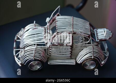 Volkswagen Beetle model of wire Stock Photo