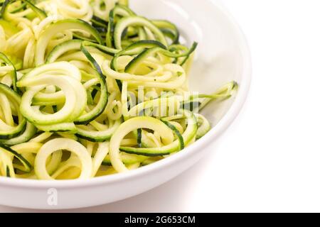 A Bowl Full of Plain Zucchini Noodles an Alternative to Grain Pastas Stock Photo