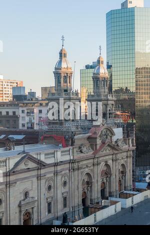 Catedral Metropolitana at Plaza de Armas square in Santiago, Chile Stock Photo