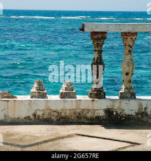 White terrace overlooking the sea horizon Stock Photo