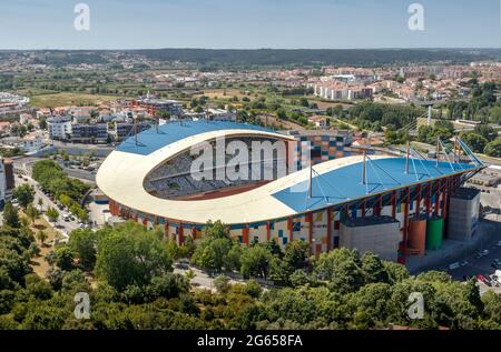 Leiria, Portugal - May 25, 2021: Leiria Municipal Stadium, Portugal, seen from the castle on a sunny day. Stock Photo