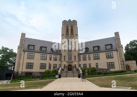 West Point, NY - USA - July 1, 2021: Landscape view of West Point Museum, with galleries showcasing history of the U.S. army, warfare & weapons. Stock Photo