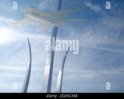 A view of the United States Air Force Memorial. Stock Photo