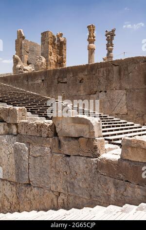Persepolis, the great staircase, and platform, ceremonial capital of Achaemenid empire, Fars Province, Iran, Persia, Western Asia, Asia Stock Photo