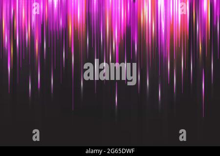 Art and Illustration colorful vertical lines with highlight, pink, purple, orange, yellow and white on black background Stock Vector