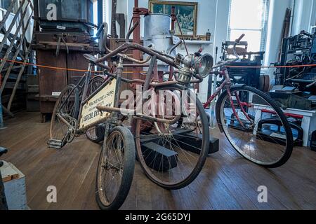 Old bicycles, Land of the Beardies History House Museum, located in Old Glen Innes Hospital building, Glen Innes NSW Australia Stock Photo