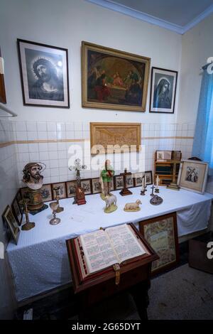 Religious display, Land of the Beardies History House Museum, located in Old Glen Innes Hospital building, Glen Innes NSW Australia Stock Photo