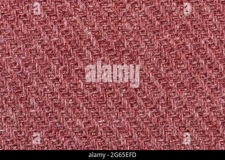 Blush Red woven wool pattern texture, macro flat lay fabric color swatch sample. Stock Photo