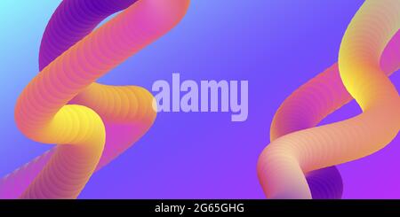 Abstract composition with3d worm shaped stripes, gradient background abstract Stock Vector