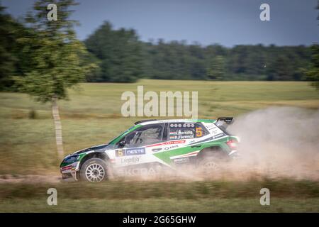 05 HERCZIG Norbert (HUN), Ramon FERENCZ (HUN), SKODA RALLY TEAM HUNGARIA, Â¦koda Fabia Evo, action during the 2021 FIA ERC Rally Liepaja, 2nd round of the 2021 FIA European Rally Championship, from July 1 to 3, 2021 in in Liepaja, Latvia - Photo Alexandre Guillaumot / DPPI Stock Photo